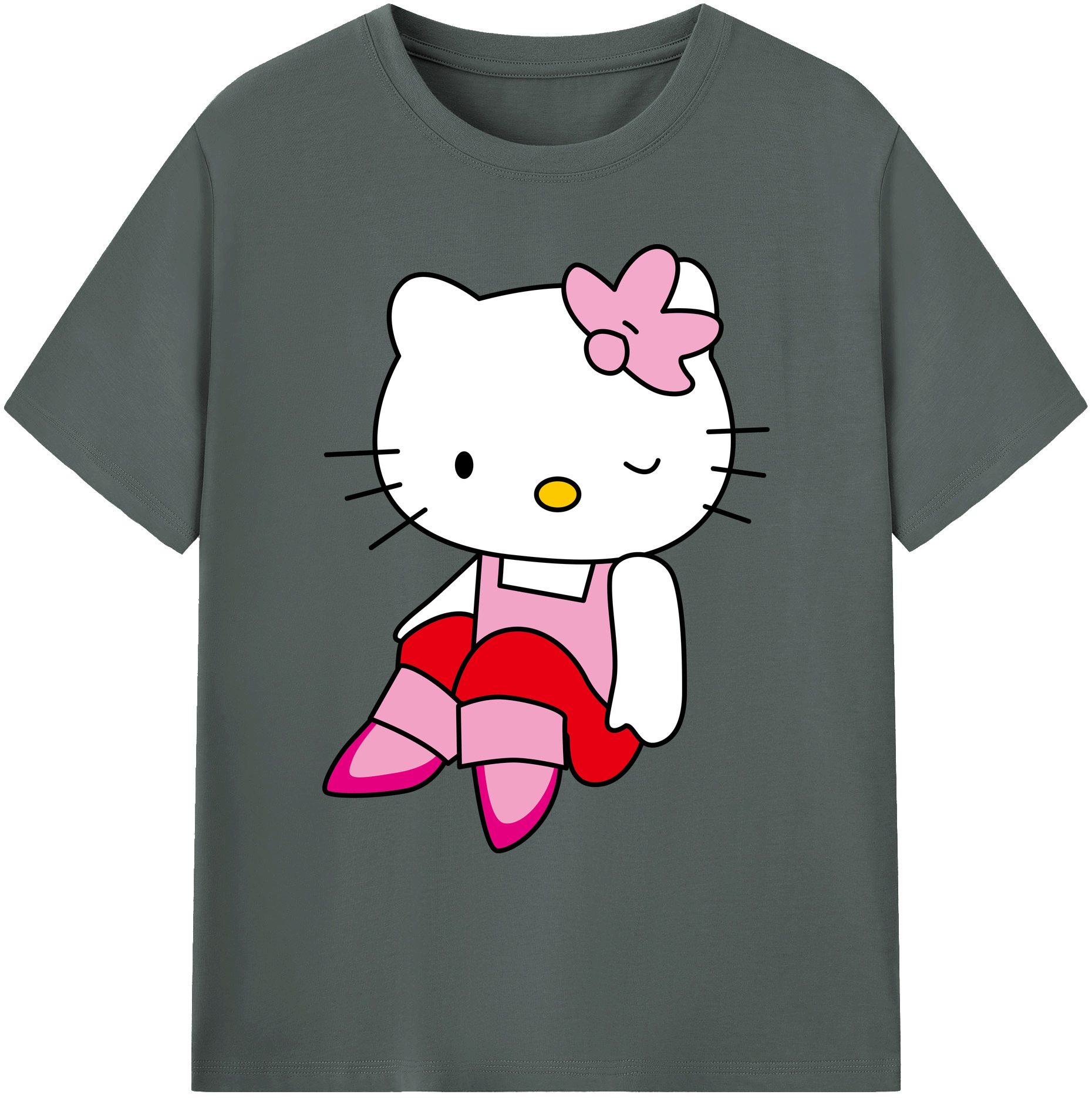 （画像用） Hello Kitty ハローキティ 綿100％ メンズ半袖Tシャツ｜肌触りやわらか＆通気性